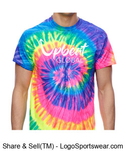 Customized tie dye t-shirt- Neon Rainbow (white logo, navy text) Design Zoom